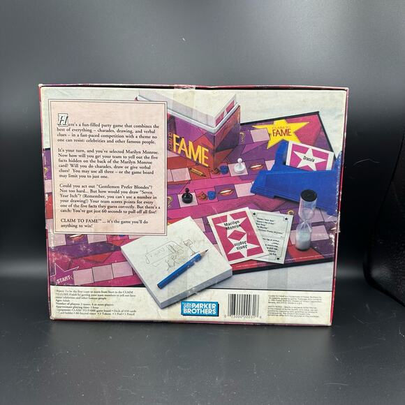 Vintage 1990 CLAIM TO FAME Board game by Parker Brothers Factory Sealed Inside - Picture 3 of 7
